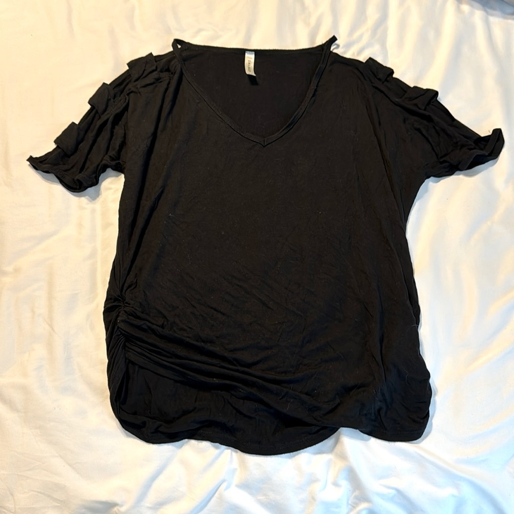 Emerald Size Medium Black Shirt with Cut Outs on the Sleeves
